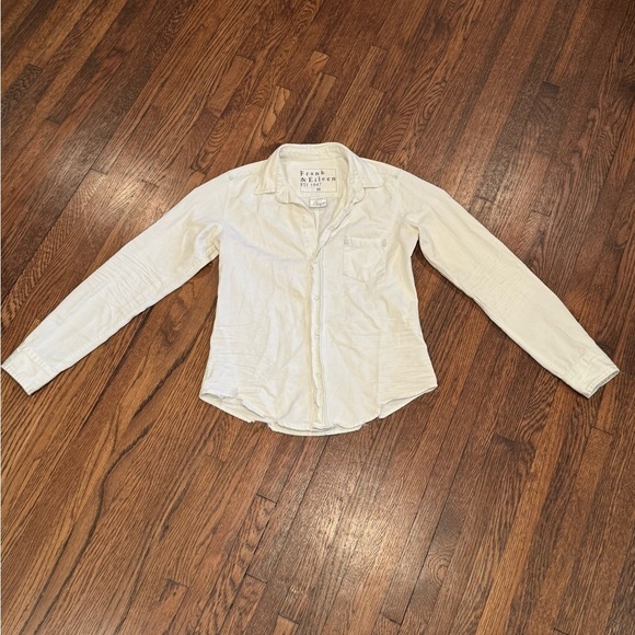 Frank & Eileen White 3/4 Sleeve Button Down The Barry Crinkle Shirt Size XS - Picture 5 of 13